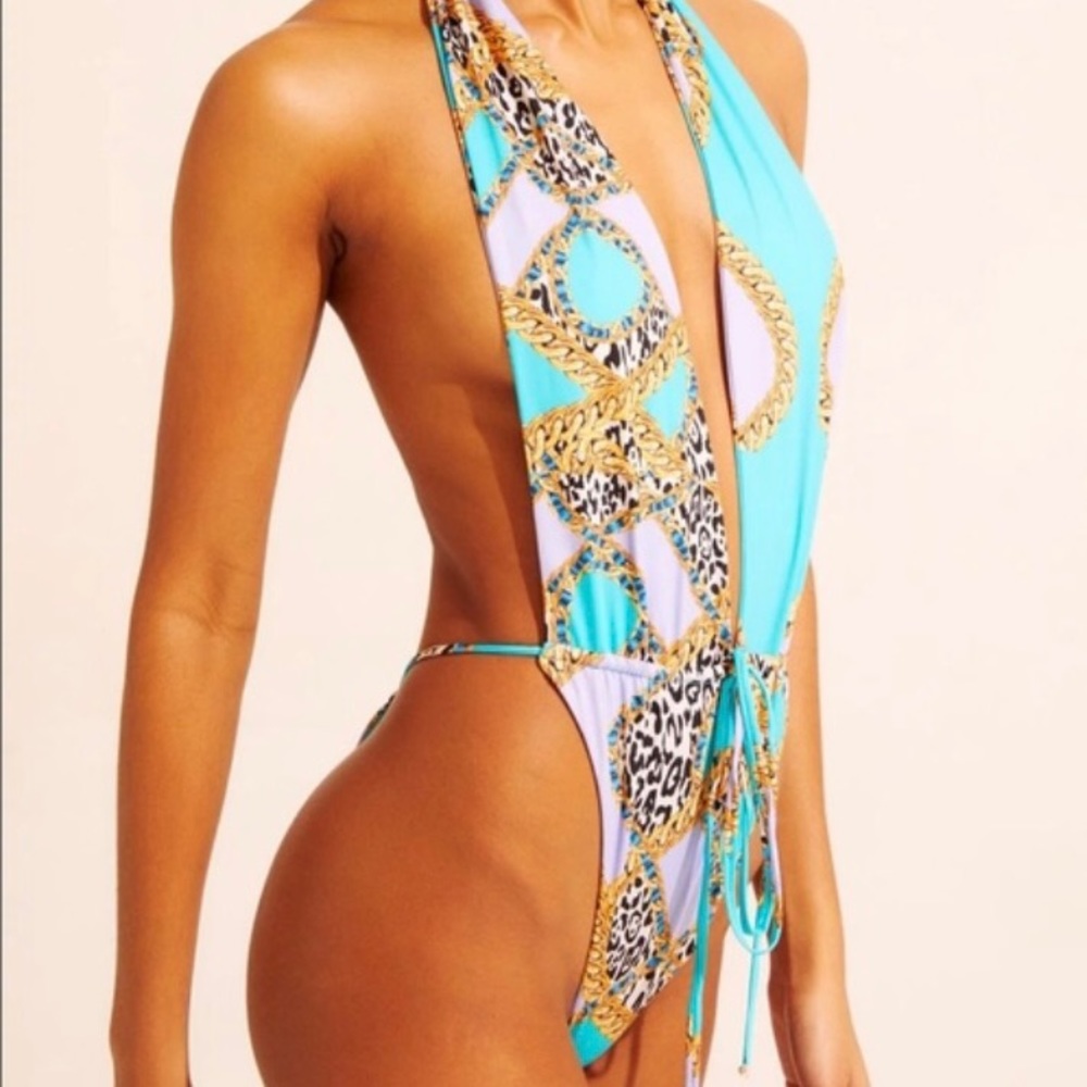 NWT inamorata blue leopard one piece
